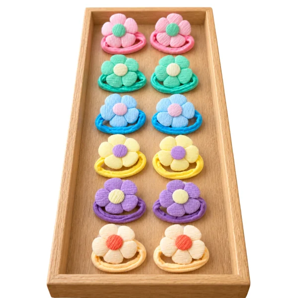 Aesthetic Pastel Fabric Flower Hair Ties