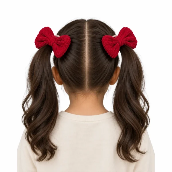 Cute Girls Lifestyle Classic Red Bow Hair Ties