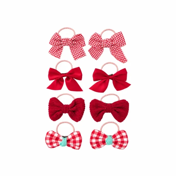Cute Girls Classic Red Bow Hair Ties