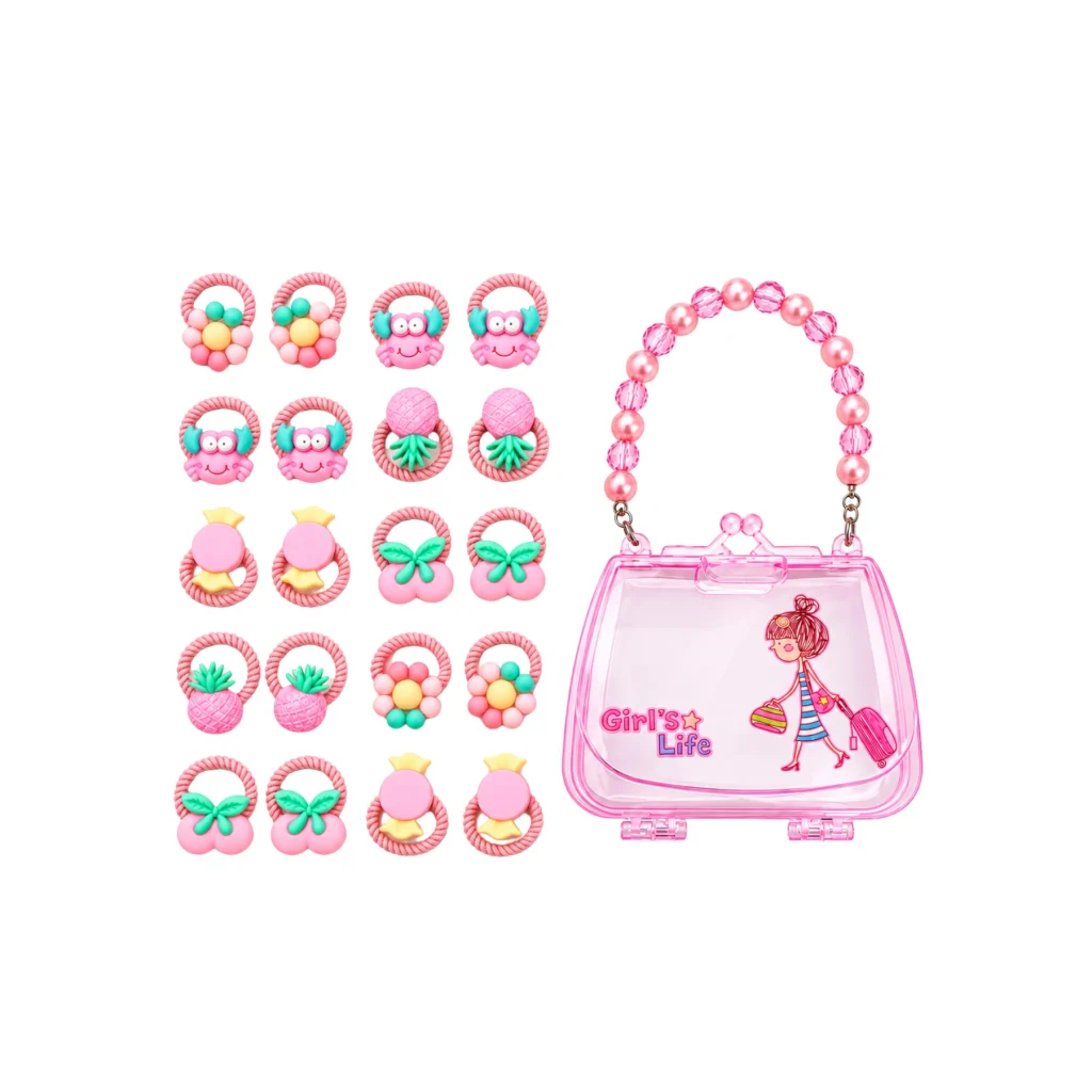 Cute Pink Pearl Hair Accessories and Purse Set