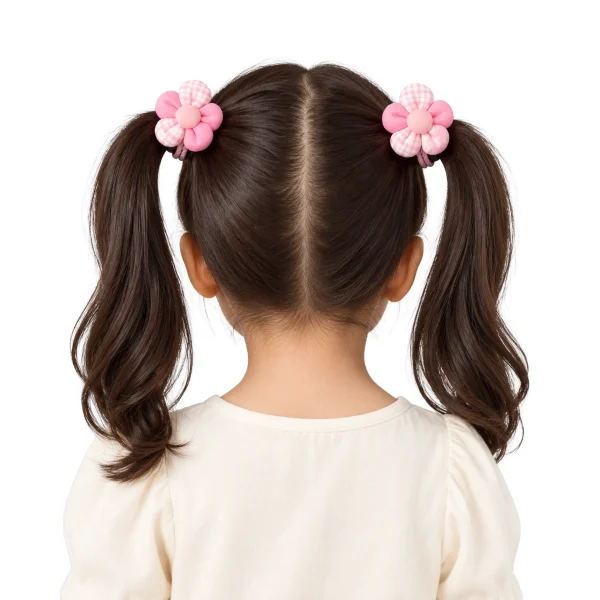 Lifestyle Pink Fabric Flower Hair Tie Set